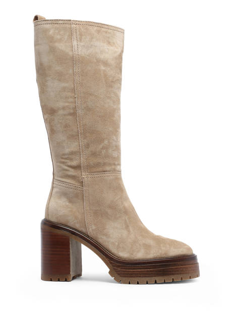 Heeled Boots In Leather Alpe Beige accessoires 26811122