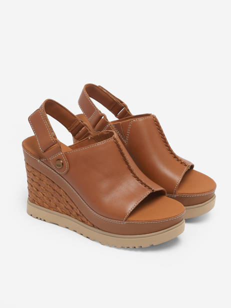 Wedge Sandals In Leather Ugg Brown accessoires 1152668 other view 3