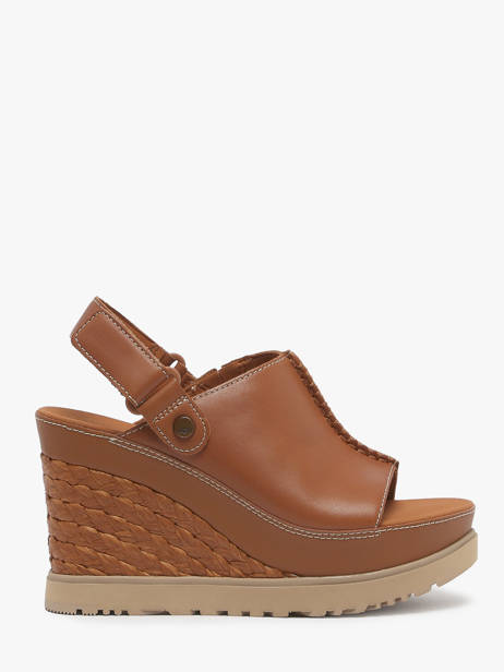 Wedge Sandals In Leather Ugg Brown accessoires 1152668