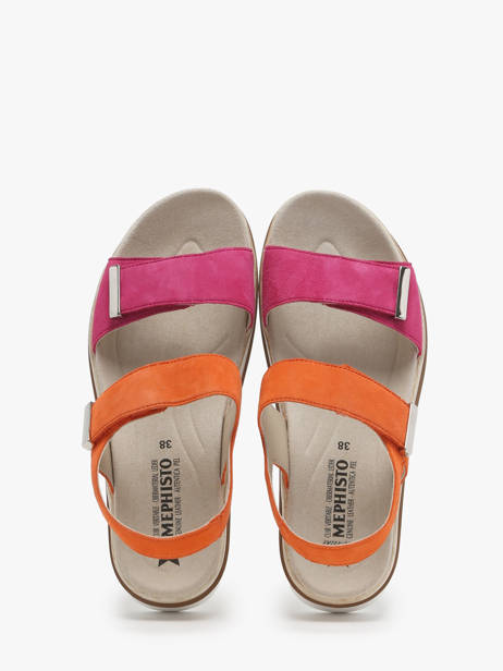 Velcro Sandals Dominica In Leather Mephisto Pink accessoires P5142376 other view 3