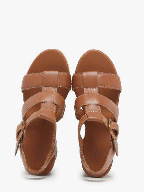 Wedge Sandals In Leather Ugg Brown accessoires 1152667 other view 3