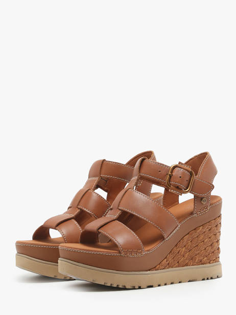 Wedge Sandals In Leather Ugg Brown accessoires 1152667 other view 5