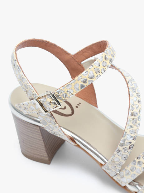 Heeled Sandals In Leather Rock and rose Beige accessoires 1235TP other view 1