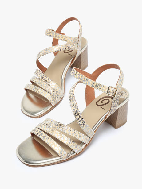 Heeled Sandals In Leather Rock and rose Beige accessoires 1235TP other view 3