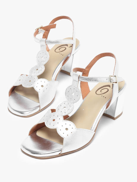Heeled Sandals In Leather Rock and rose Silver accessoires 1234TF other view 3