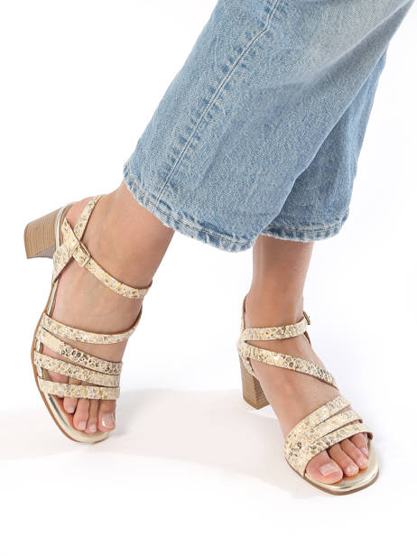 Heeled Sandals In Leather Rock and rose Beige accessoires 1235TP other view 2