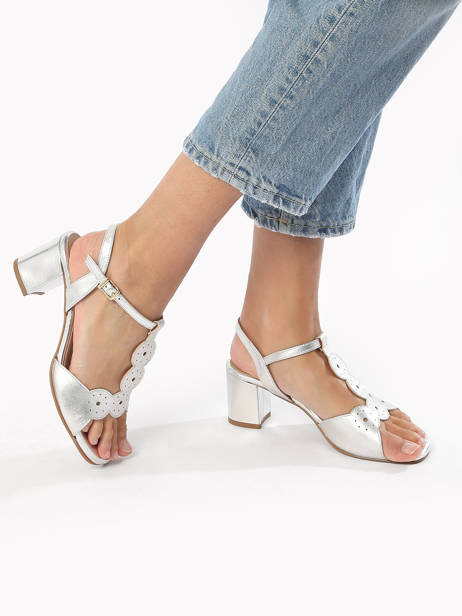 Heeled Sandals In Leather Rock and rose Silver accessoires 1234TF other view 2