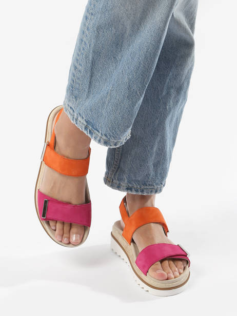 Velcro Sandals Dominica In Leather Mephisto Pink accessoires P5142376 other view 2