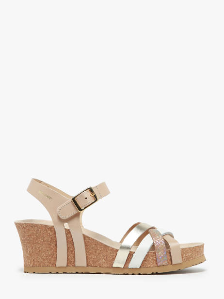 Wedge Sandals In Leather Mephisto Beige accessoires P5144297