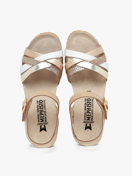 Wedge Sandals In Leather Mephisto Beige accessoires P5144297 other view 5