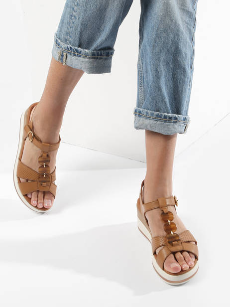 Wedge Sandals In Leather Mephisto Brown accessoires P5144703 other view 2