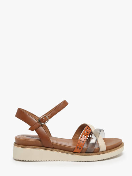 Sandals In Leather Tamaris Brown accessoires 42