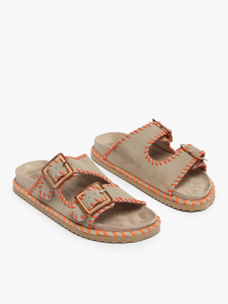 Slippers In Leather Colors of california Beige accessoires HCBIOW03 other view 2