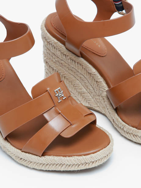 Platform Sandals In Leather Tommy hilfiger Brown accessoires 7925GQS other view 2