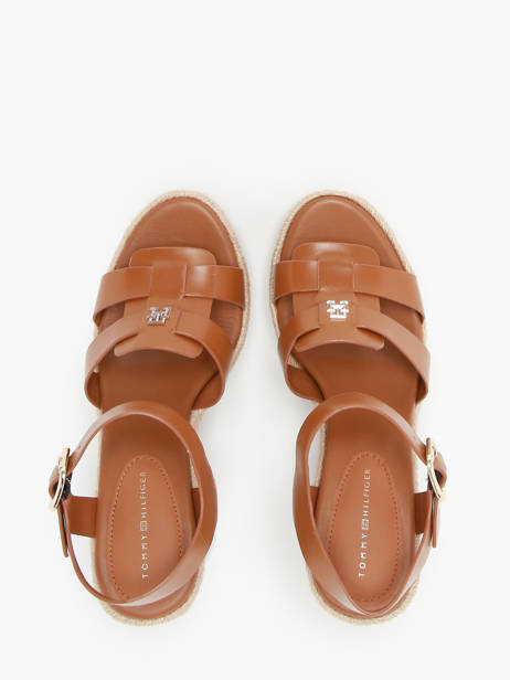 Platform Sandals In Leather Tommy hilfiger Brown accessoires 7925GQS other view 3