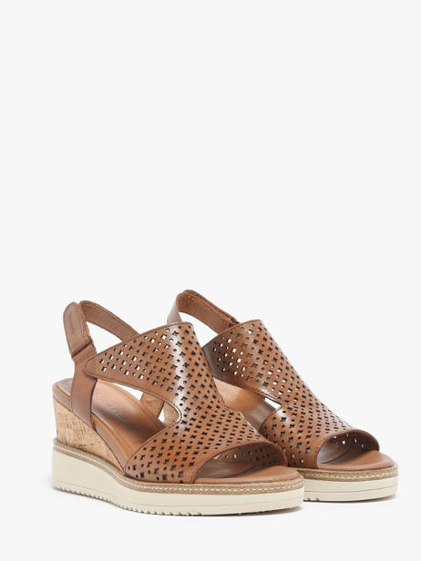 Sandales Talon Compensé En Cuir Tamaris Marron accessoires 42 vue secondaire 1