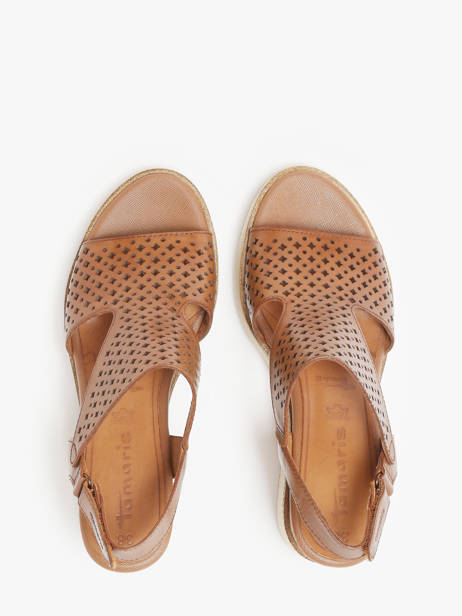 Sandales Talon Compensé En Cuir Tamaris Marron accessoires 42 vue secondaire 3
