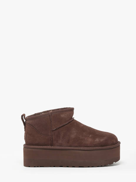 Classic Ultra Mini Platform Boots In Leather Ugg Brown accessoires 1135092