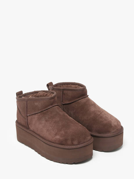 Classic Ultra Mini Platform Boots In Leather Ugg Brown accessoires 1135092 other view 2