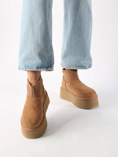 Platform Boots Classic Mini Dipper In Leather Ugg Beige accessoires 1168170 other view 1