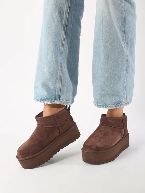 Classic Ultra Mini Platform Boots In Leather Ugg Brown accessoires 1135092 other view 1