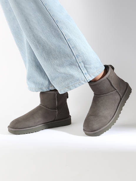Classic Mini Ii Boots In Leather Ugg Gray accessoires 1016222 other view 1