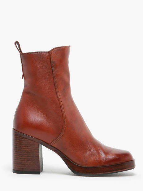 Heeled Boots In Leather Mjus Brown accessoires P96212