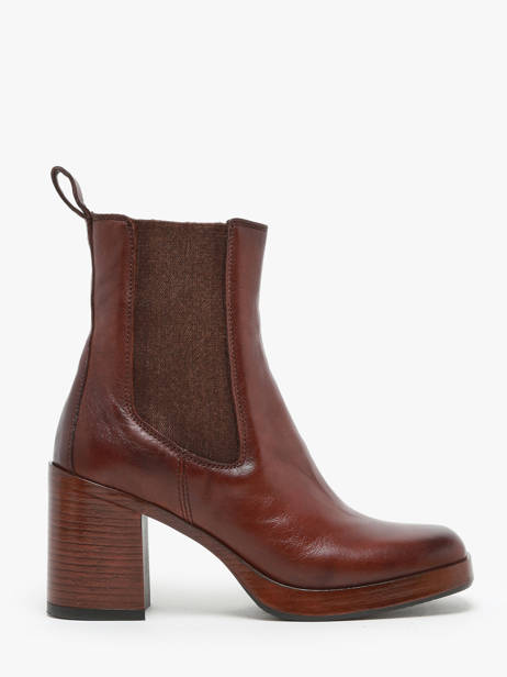Heeled Boots In Leather Mjus Brown accessoires P96225