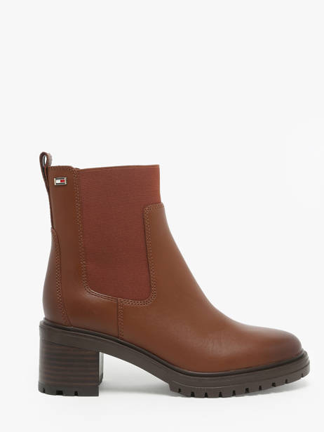 Heeled Boots In Leather Tommy hilfiger Brown accessoires 8163GPK