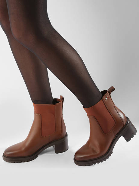 Heeled Boots In Leather Tommy hilfiger Brown accessoires 8163GPK other view 1