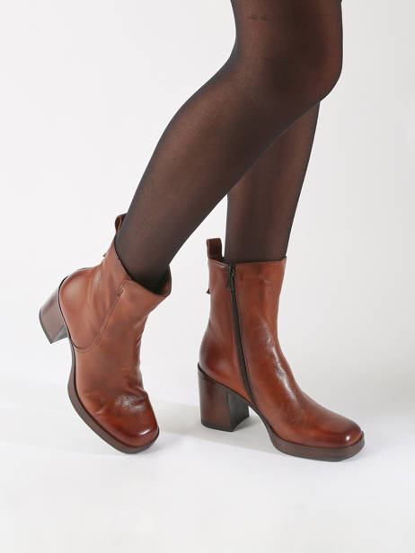 Heeled Boots In Leather Mjus Brown accessoires P96212 other view 1