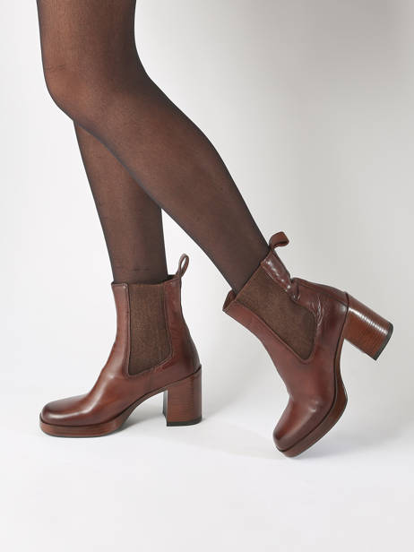 Heeled Boots In Leather Mjus Brown accessoires P96225 other view 1