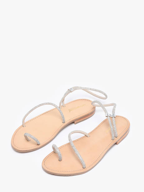 Flip Flops In Leather Les tropeziennes Silver accessoires HODAXA other view 1