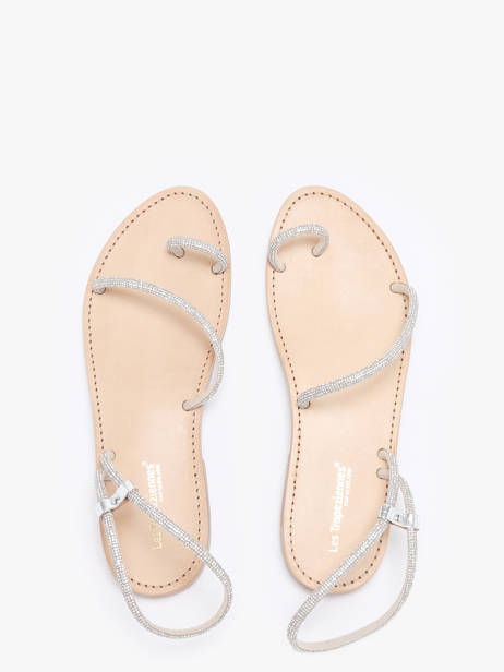 Flip Flops In Leather Les tropeziennes Silver accessoires HODAXA other view 3