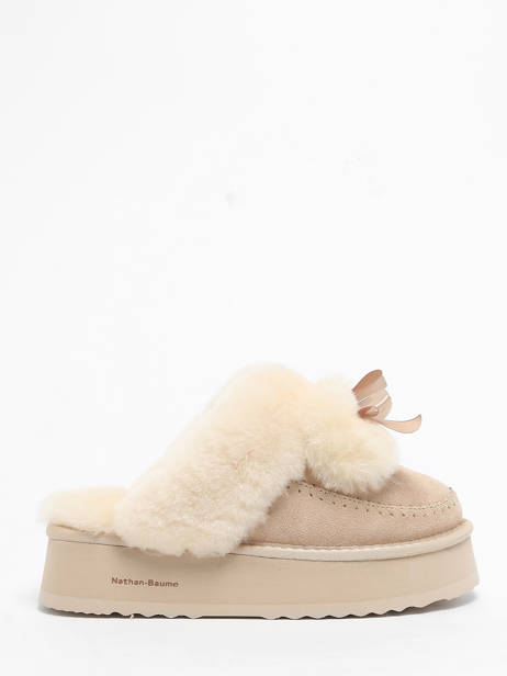 Chaussons En Cuir Nathan baume Beige accessoires 242N7501