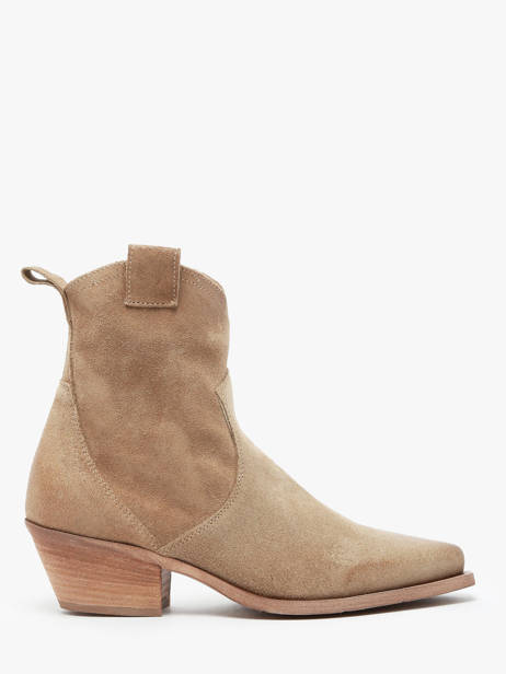 Santiags à Talon Tronchetti Texani En Cuir Metisse Beige accessoires Bottines texanes fabriquées dans des matériaux souples et entièrement brossées et vieillies à la main.