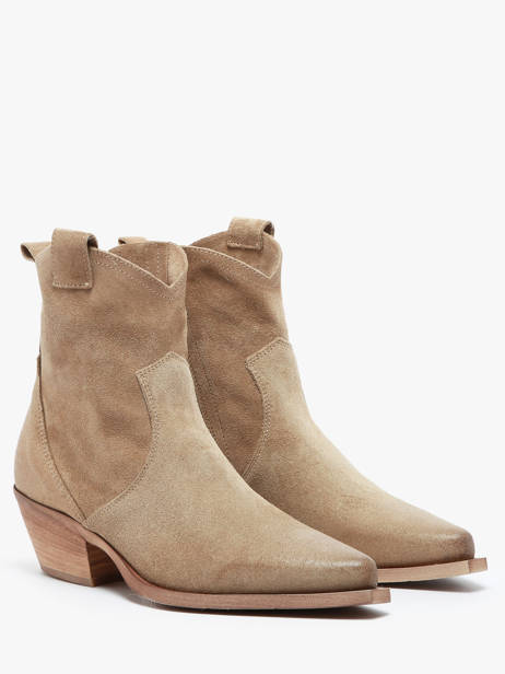 Santiags à Talon Tronchetti Texani En Cuir Metisse Beige accessoires Bottines texanes fabriquées dans des matériaux souples et entièrement brossées et vieillies à la main. vue secondaire 2