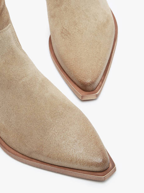 Santiags à Talon Tronchetti Texani En Cuir Metisse Beige accessoires Bottines texanes fabriquées dans des matériaux souples et entièrement brossées et vieillies à la main. vue secondaire 3
