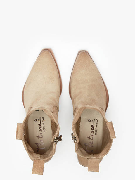 Santiags à Talon Tronchetti Texani En Cuir Metisse Beige accessoires Bottines texanes fabriquées dans des matériaux souples et entièrement brossées et vieillies à la main. vue secondaire 4