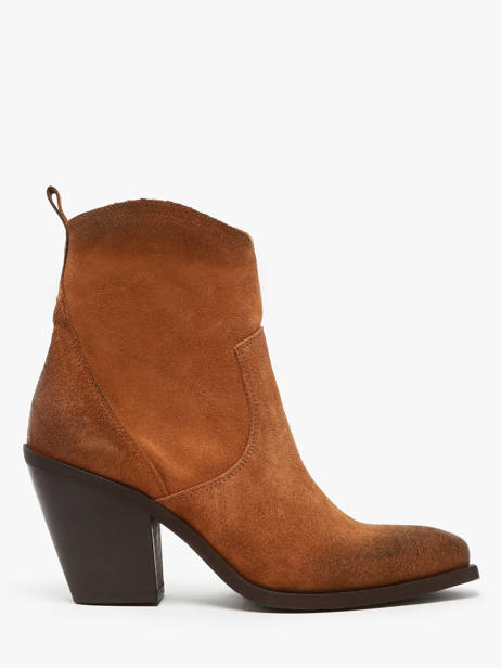 Bottines à Talon Tronchetti Texani En Cuir Metisse Marron accessoires Bottines texanes en daim brossé à la main.