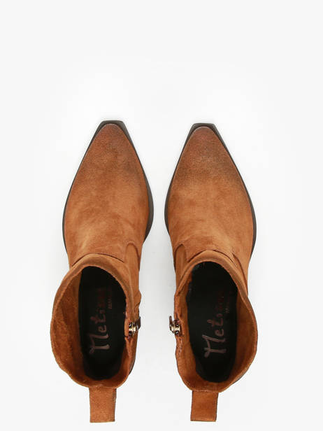 Bottines à Talon Tronchetti Texani En Cuir Metisse Marron accessoires Bottines texanes en daim brossé à la main. vue secondaire 4
