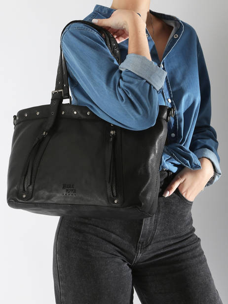 Shoulder Bag Barcelone Leather Basilic pepper Black barcelone BBAC01 other view 1