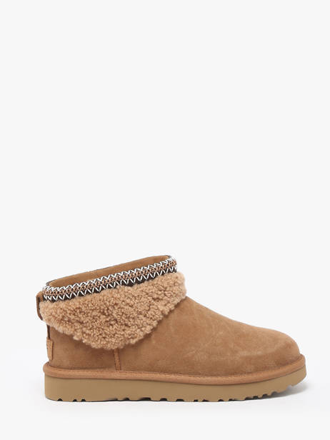 Boots Classic Ultra Mini Maxi Curly In Leather Ugg Beige accessoires 1158263