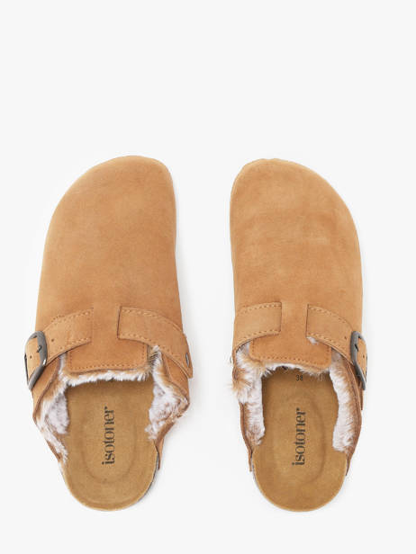 Slippers In Leather Isotoner Brown accessoires 94998