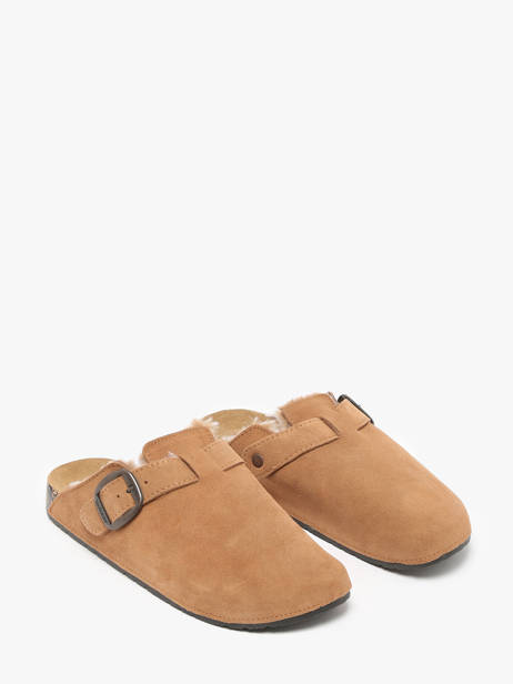 Slippers In Leather Isotoner Brown accessoires 94998 other view 3