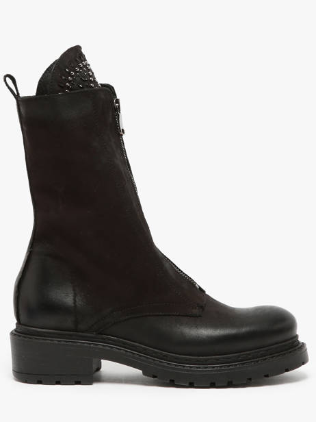 Boots Biker In Leather Metisse Black accessoires MA1009