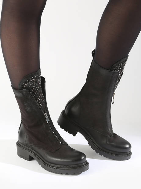Boots Biker In Leather Metisse Black accessoires MA1009 other view 1