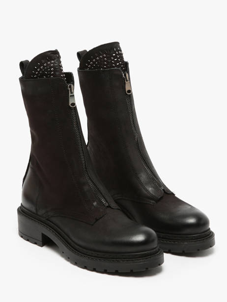 Boots Biker In Leather Metisse Black accessoires MA1009 other view 2