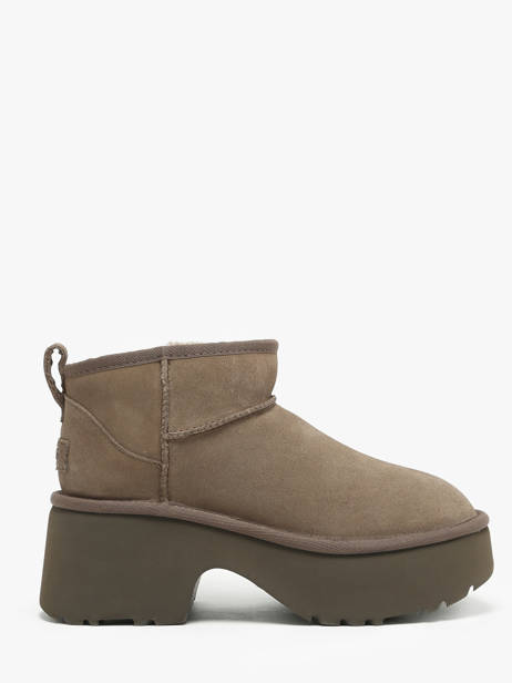 Platform Boots Classic Ultra Mini In Leather Ugg Brown accessoires 1158311