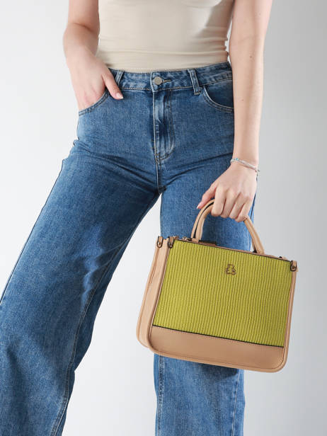 Satchel Raphia Lulu castagnette Green raphia YASSER other view 1